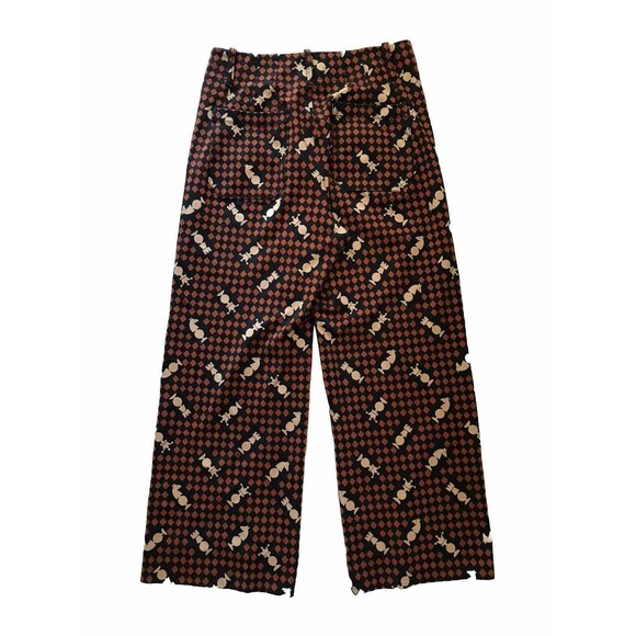 Anthropologie Maeve Brown Colette Checkerboard Chess Stretch Cropped Pants - 28 - Picture 3 of 7